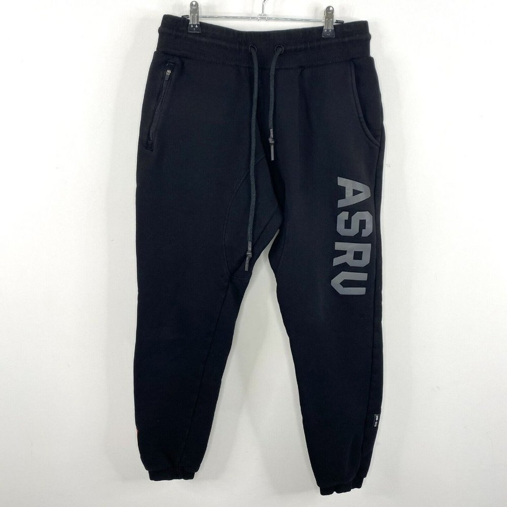 ASRV Mens Large Black Joggers Sweatpants Pull On Activewear Pants 30" Inseam